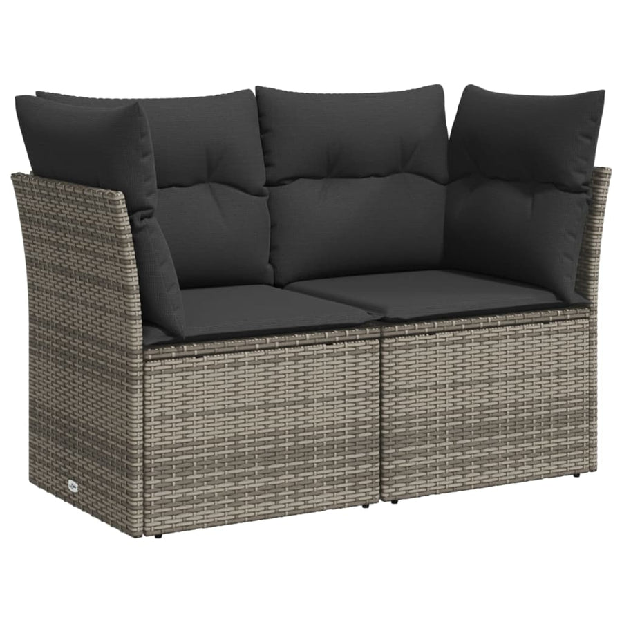8-delige Loungeset met kussens poly rattan grijs