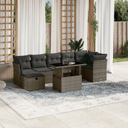 Loungeset poly rattan grijs 8-delig