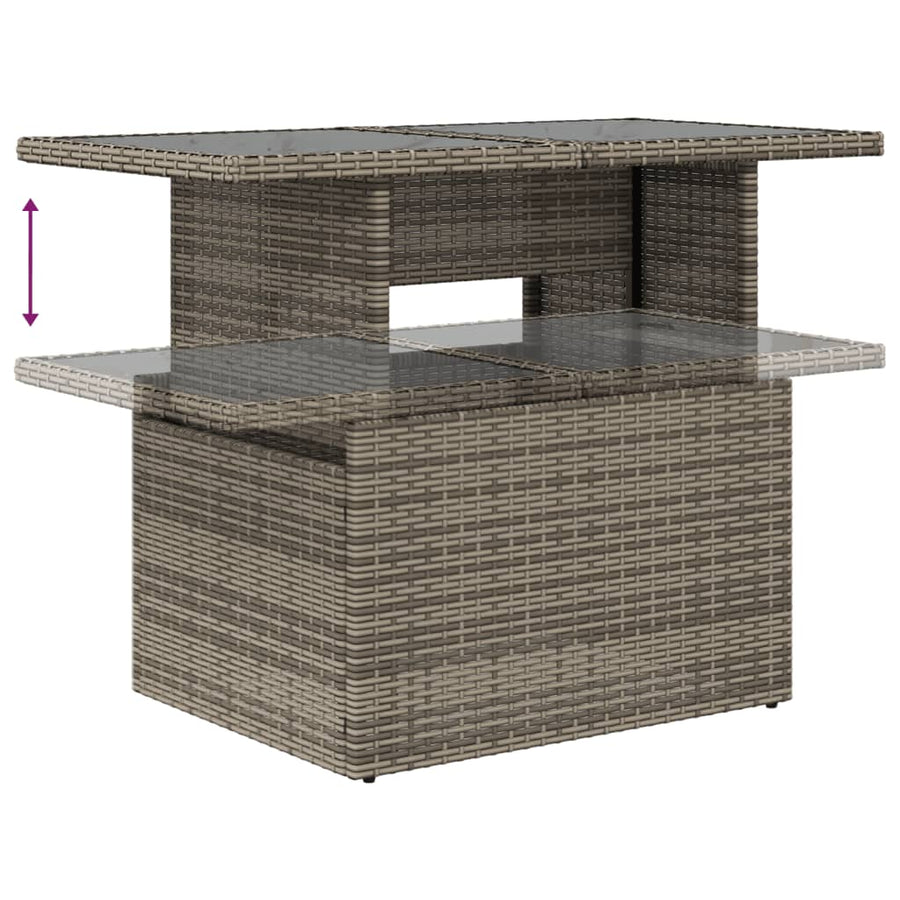 8-delige Loungeset met kussens poly rattan grijs