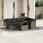 8-delige Loungeset met kussens poly rattan grijs