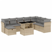 9-delige Loungeset met kussens poly rattan beige