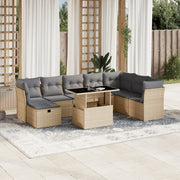 Loungeset 9-delig poly rattan beige