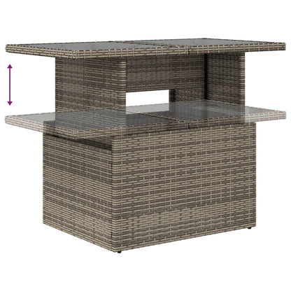 9-delige Loungeset met kussens poly rattan grijs