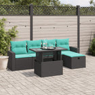 6-piece garden lounge set with cushions black poly rattan