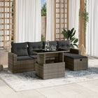 6-piece Lounge Set with Cushions Poly Rattan Grey