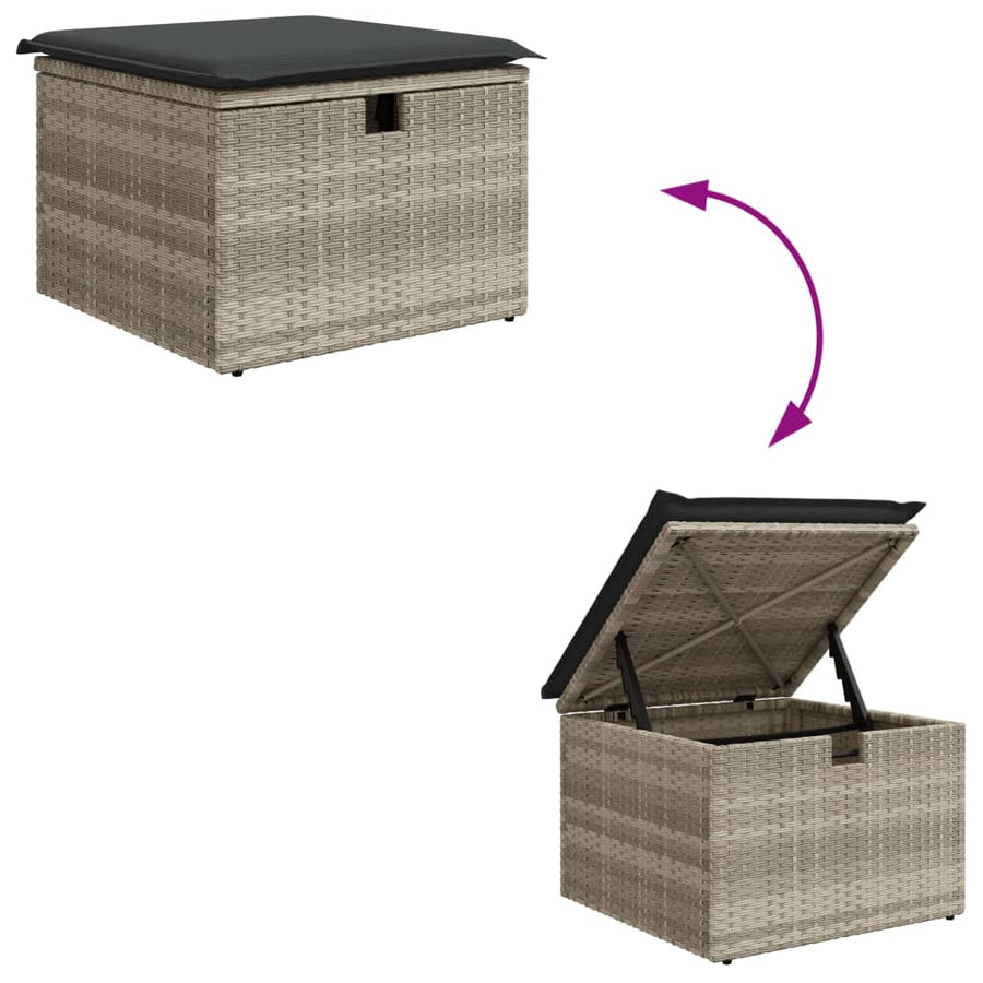 6-delige Loungeset met kussens poly rattan lichtgrijs