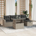 6-piece Lounge Set with cushions poly rattan light grey
