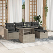 Loungeset 6-delig poly rattan lichtgrijs