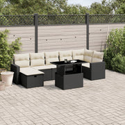 8-piece Lounge Set with Cushions Polyrattan Black