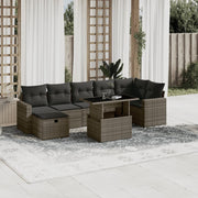 8-piece Lounge Set with Cushions Poly Rattan Grey