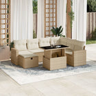 8-delige Loungeset met kussens poly rattan beige