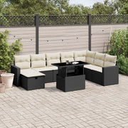 Loungeset 9-delig poly rattan zwart