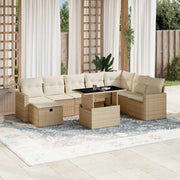 Loungeset 9-delig poly rattan beige