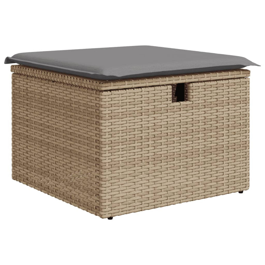 9-delige Loungeset met kussens poly rattan beige