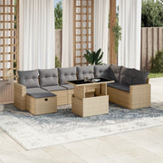 Loungeset 9-delig poly rattan beige