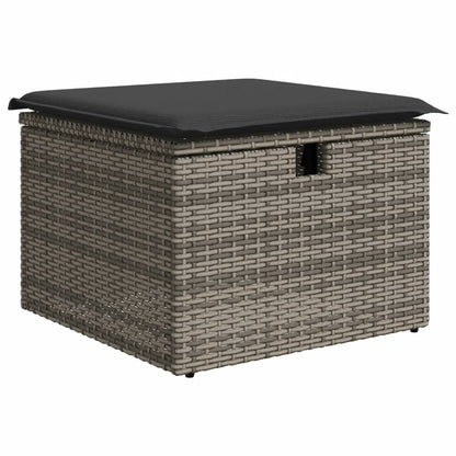 9-delige Loungeset met kussens poly rattan grijs