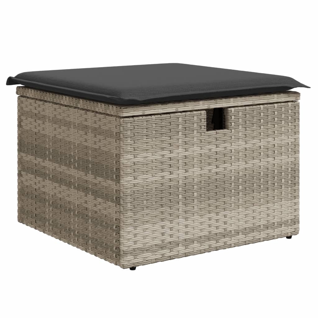 9-delige Loungeset met kussens poly rattan lichtgrijs