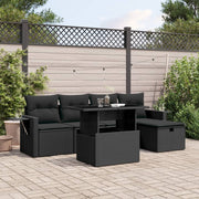 Loungeset 6-delig poly rattan zwart