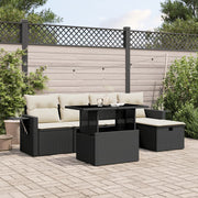 Loungeset 6-delig polyrattan zwart
