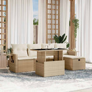 Loungeset 6-delig poly rattan beige