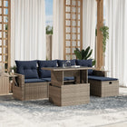 6-piece garden sofa set with cushions, gray poly rattan