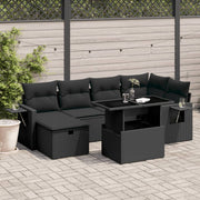 Loungeset 7-delig poly rattan zwart