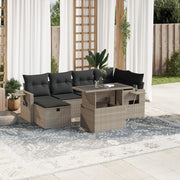 Loungeset 7-delig poly rattan lichtgrijs