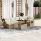 8-delige Loungeset met kussens poly rattan beige