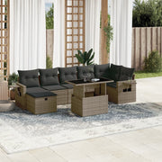 8-piece Lounge Set with Cushions Poly Rattan Grey