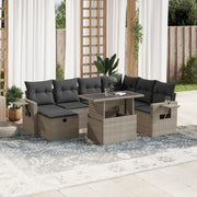 Loungeset 8-delig poly rattan lichtgrijs