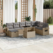 Loungeset 9-delig poly rattan beige