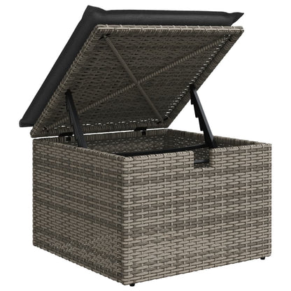 9-delige Loungeset met kussens poly rattan grijs