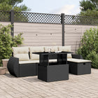 6-piece Lounge Set with Cushions Poly Rattan Black