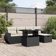 Loungeset 6-delig poly rattan zwart
