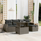 6-piece Lounge Set with Cushions Poly Rattan Grey