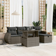 Loungeset 6-delig poly rattan grijs
