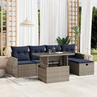 6-piece garden sofa set with cushions, gray poly rattan