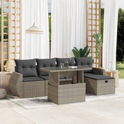 Loungeset 6-delig poly rattan lichtgrijs