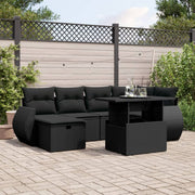 Loungeset 7-delig poly rattan zwart