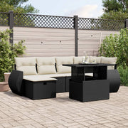 Loungeset 7-delig poly rattan zwart