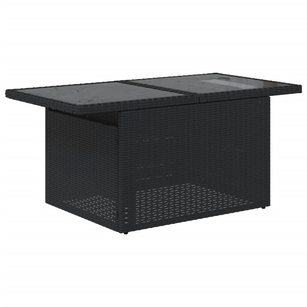 7-delige tuinbankset met kussens van zwart polyrotan