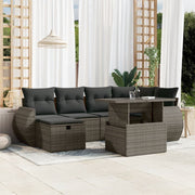 Loungeset 7-delig poly rattan grijs