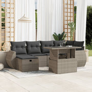 Loungeset 7-delig poly rattan lichtgrijs