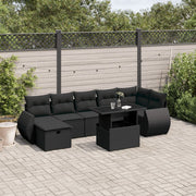 Loungeset 8-delig poly rattan zwart