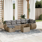 8-delige Loungeset met kussens poly rattan beige