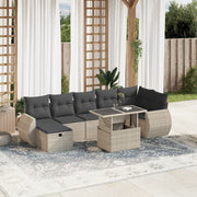 Loungeset 8-delig poly rattan lichtgrijs