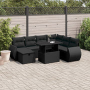 8-piece Lounge Set with Cushions Polyrattan Black