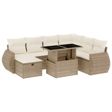 8-delige Loungeset met kussens poly rattan beige