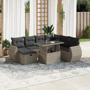 Loungeset 8-delig polyrattan lichtgrijs