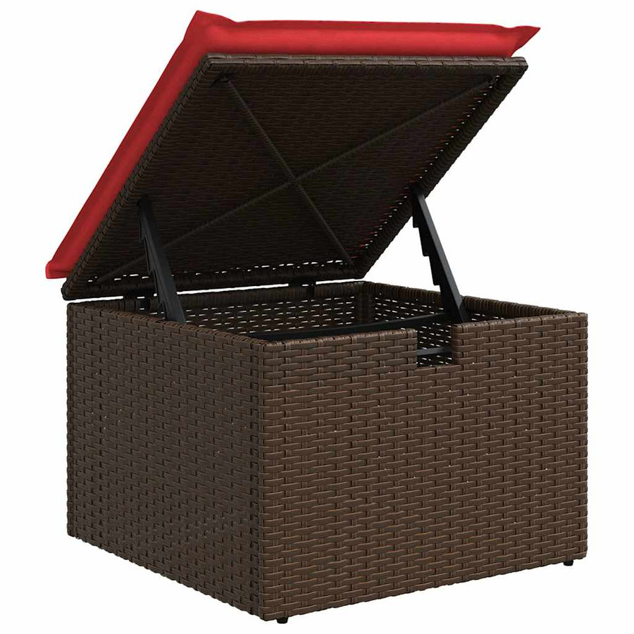 8-delige tuinbankset met kussens, bruin polyrotan